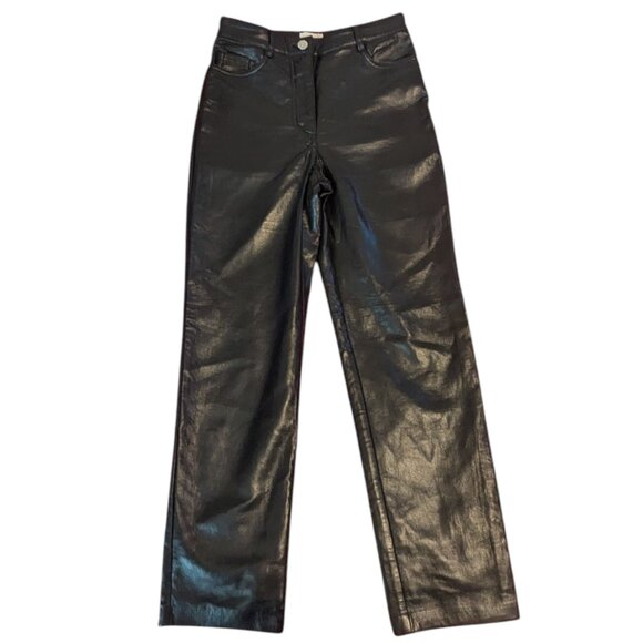Aritzia Wilfred Melina Faux Leather Pants High Rise Straight Leg Minimal Vegan - Picture 2 of 10